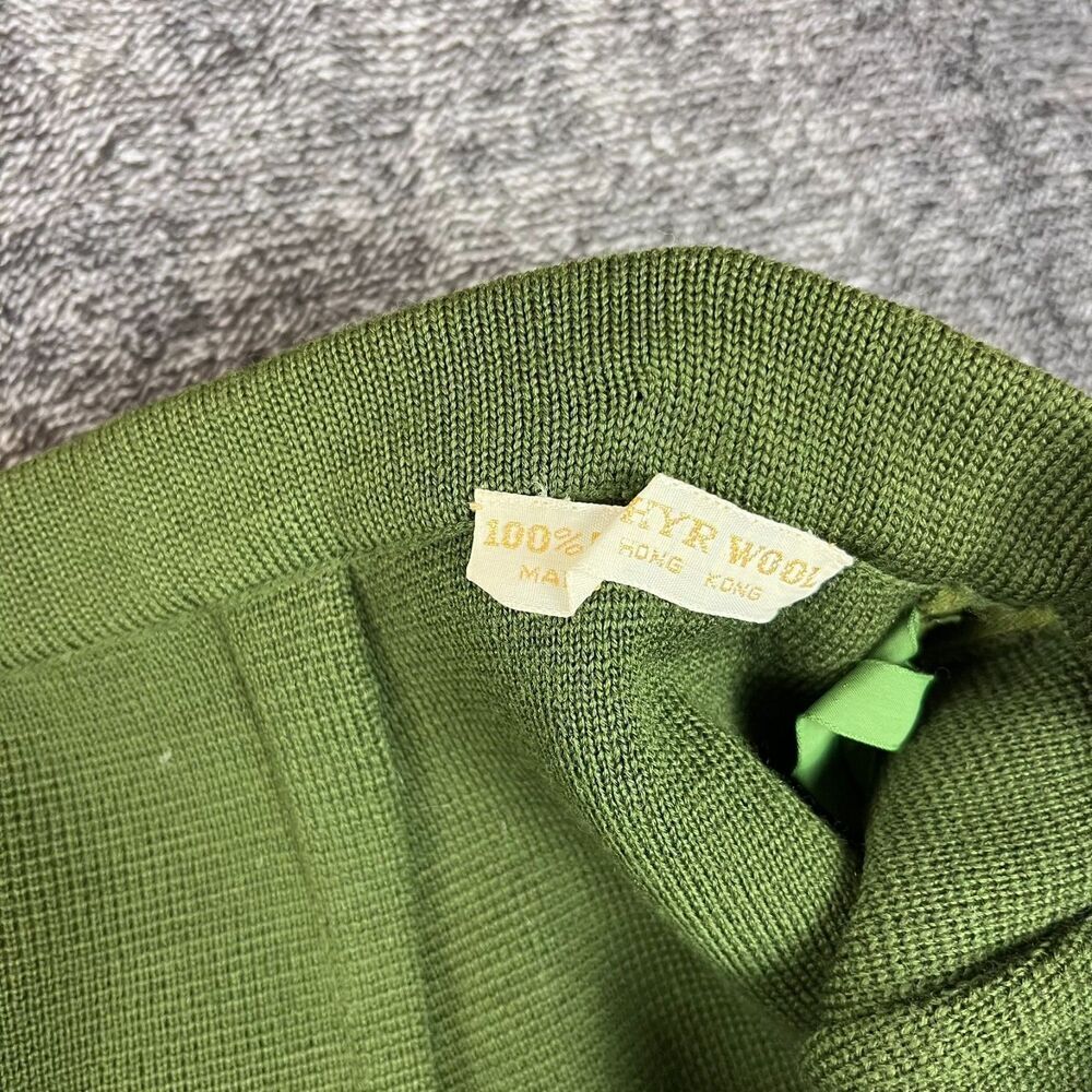Vtg 60's St. Andrews 100% Pure Zephyr Wool Knitted Cardigan Skirt Set Green 16 - Picture 7 of 15